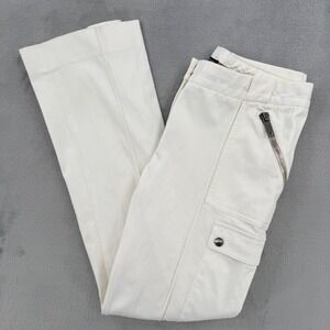 Burberry London Womens White Cargo Pants Zipper Pockets Made in Italy Size 10